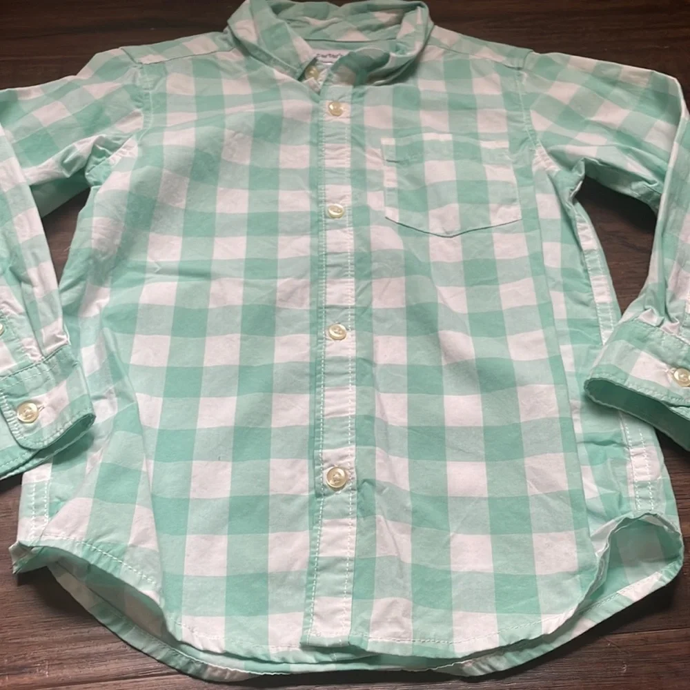 5T Carters Plaid Lons sleeve button down